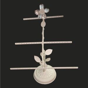 Pottery Barn Teen White Jewelry Stand with Floral Accent